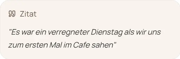 Zitatkarte mit einer Notiz aus dem Kennenlernen.